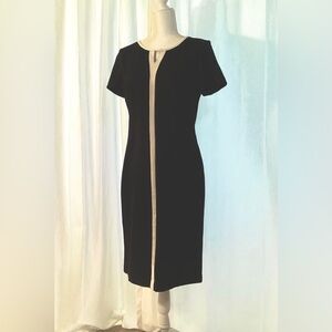 Talbots Black & Ivory Refined Ponte Sheath Dress